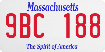 MA license plate 9BC188