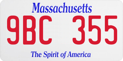 MA license plate 9BC355