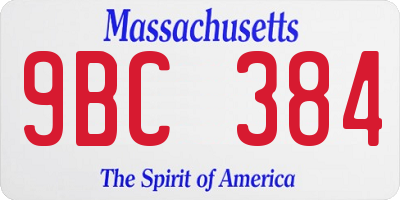 MA license plate 9BC384