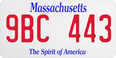 MA license plate 9BC443