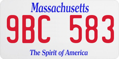 MA license plate 9BC583