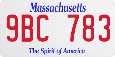 MA license plate 9BC783