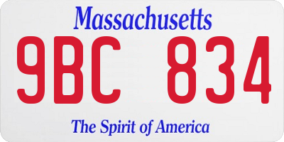 MA license plate 9BC834