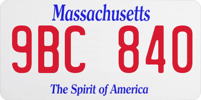MA license plate 9BC840