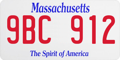 MA license plate 9BC912