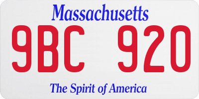 MA license plate 9BC920