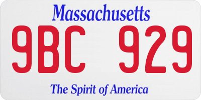 MA license plate 9BC929
