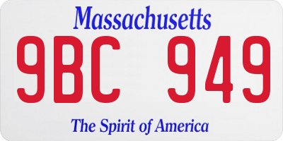 MA license plate 9BC949