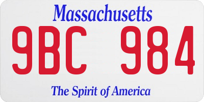 MA license plate 9BC984