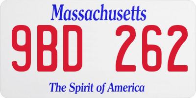 MA license plate 9BD262