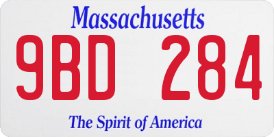 MA license plate 9BD284