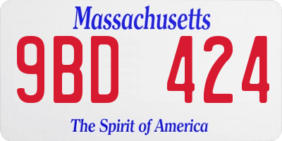 MA license plate 9BD424