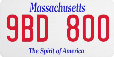 MA license plate 9BD800