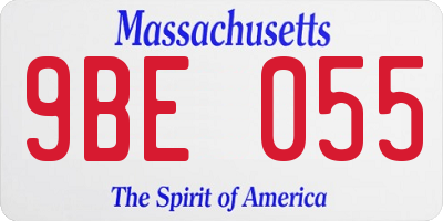 MA license plate 9BE055