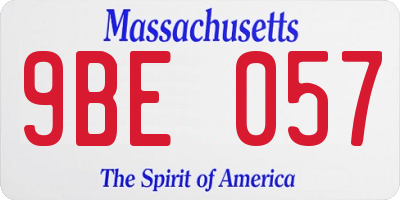 MA license plate 9BE057