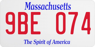 MA license plate 9BE074