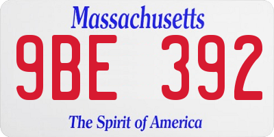 MA license plate 9BE392