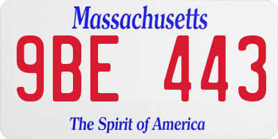MA license plate 9BE443