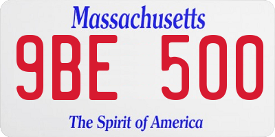 MA license plate 9BE500