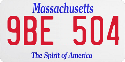 MA license plate 9BE504