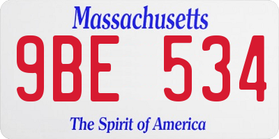MA license plate 9BE534