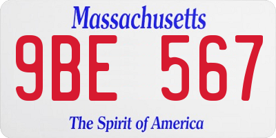 MA license plate 9BE567