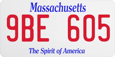 MA license plate 9BE605