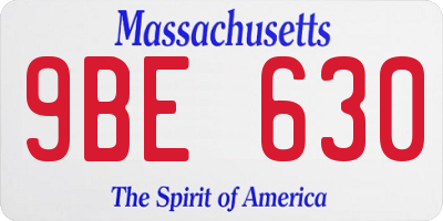 MA license plate 9BE630