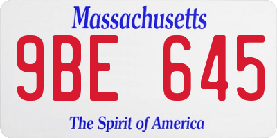 MA license plate 9BE645