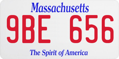 MA license plate 9BE656