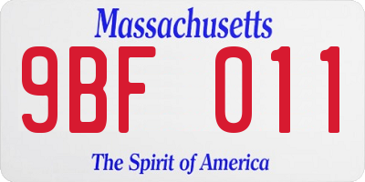 MA license plate 9BF011