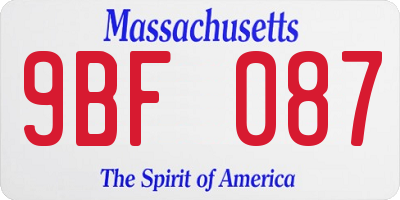 MA license plate 9BF087