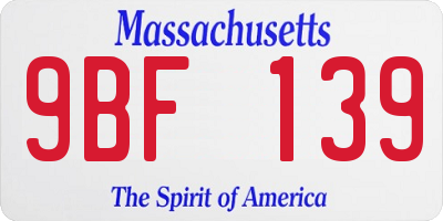 MA license plate 9BF139
