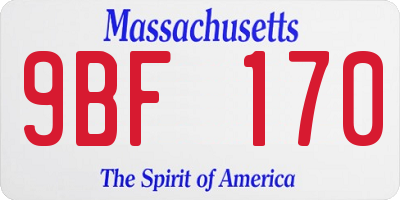 MA license plate 9BF170