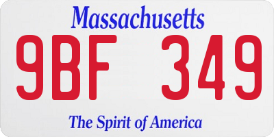 MA license plate 9BF349