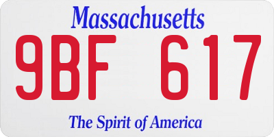 MA license plate 9BF617