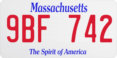 MA license plate 9BF742
