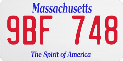MA license plate 9BF748
