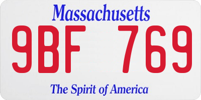 MA license plate 9BF769