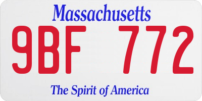 MA license plate 9BF772