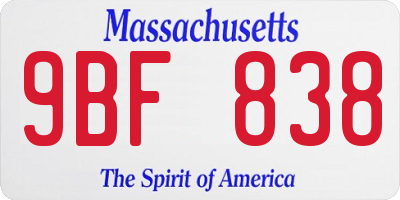 MA license plate 9BF838