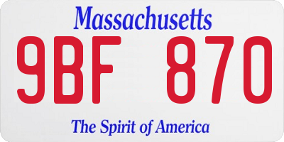 MA license plate 9BF870