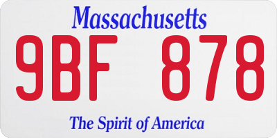 MA license plate 9BF878