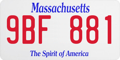 MA license plate 9BF881