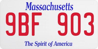 MA license plate 9BF903