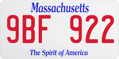 MA license plate 9BF922