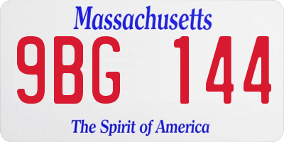 MA license plate 9BG144