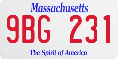MA license plate 9BG231