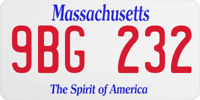 MA license plate 9BG232