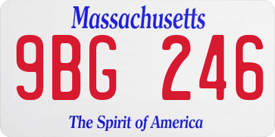 MA license plate 9BG246